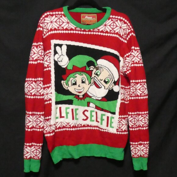 HAPPY HOLIDAYS | xl - extra large | Ugly Christmas Sweater | Elfie Selfie - Picture 2 of 15
